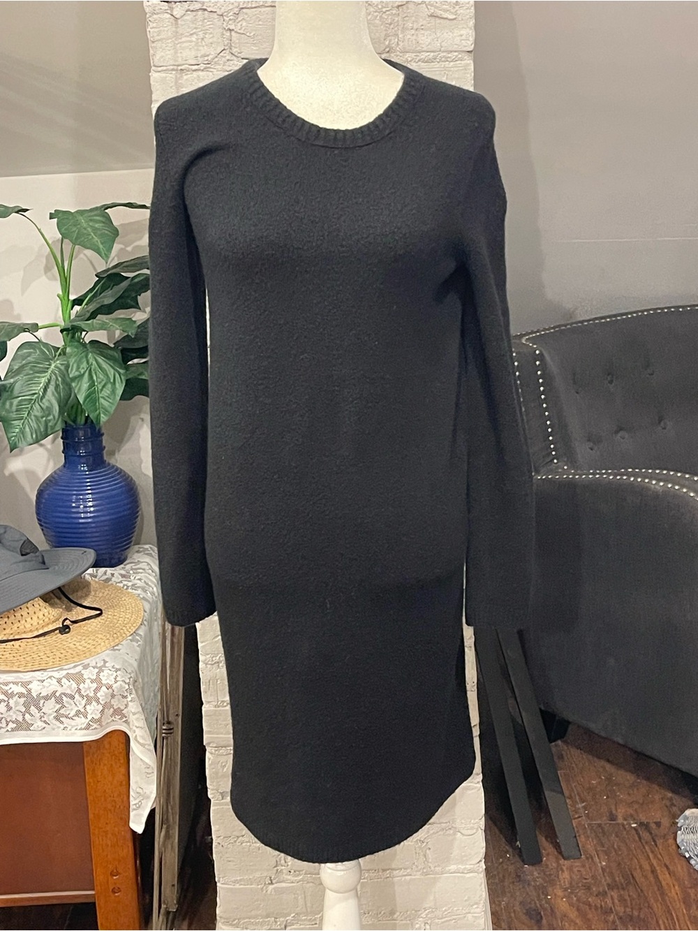 J. Crew Black Long-Sleeve Knit Shift Dress